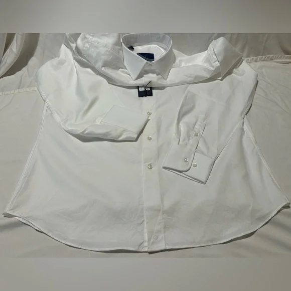 David Donahue White Dress Shirt. 34/35 Sleeves. 17.5 Neck. Trim Fit. - Picture 6 of 12